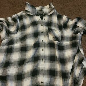 Torrid Black and White Plaid Button Down Shirt